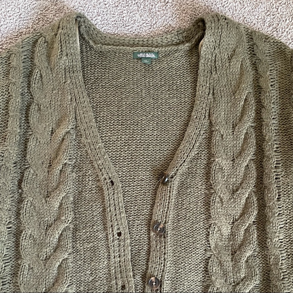 green knit cardigan